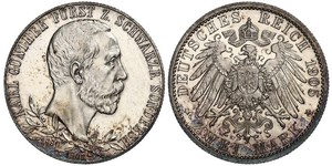 2 Mark Principauté de Schwarzbourg-Sondershausen (1599-1920) Argent 
