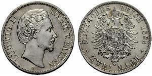 2 Mark Royaume de Bavière (1806 - 1918) Argent Louis II de Bavière (1845-1886)(1845 – 1886)