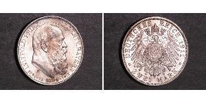 2 Mark Royaume de Bavière (1806 - 1918) Argent Othon Ier de Bavière(1848 – 1916)