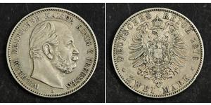 2 Mark Royaume de Prusse (1701-1918) Argent Wilhelm I, German Emperor (1797-1888)