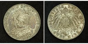 2 Mark Royaume de Prusse (1701-1918) Argent Wilhelm II, German Emperor (1859-1941)