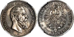2 Mark Royaume de Prusse (1701-1918) Argent Frédéric III (Empire allemand) (1831-1888)