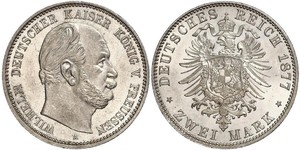 2 Mark Royaume de Prusse (1701-1918) Argent Wilhelm I, German Emperor (1797-1888)