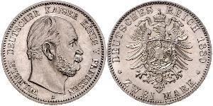 2 Mark Royaume de Prusse (1701-1918) Argent Wilhelm I, German Emperor (1797-1888)