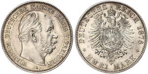 2 Mark Royaume de Prusse (1701-1918) Argent Wilhelm I, German Emperor (1797-1888)