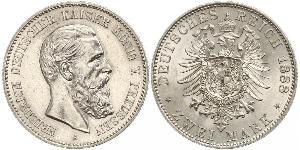 2 Mark Royaume de Prusse (1701-1918) Argent Frédéric III (Empire allemand) (1831-1888)