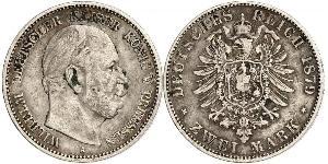 2 Mark Royaume de Prusse (1701-1918) Argent Wilhelm I, German Emperor (1797-1888)
