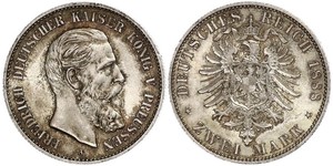 2 Mark Royaume de Prusse (1701-1918) Argent Frédéric III (Empire allemand) (1831-1888)