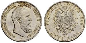 2 Mark Royaume de Prusse (1701-1918) Argent Frédéric III (Empire allemand) (1831-1888)