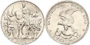 2 Mark Royaume de Prusse (1701-1918) Argent 