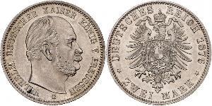 2 Mark Royaume de Prusse (1701-1918) Argent Wilhelm I, German Emperor (1797-1888)