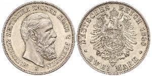 2 Mark Royaume de Prusse (1701-1918) Argent Frédéric III (Empire allemand) (1831-1888)