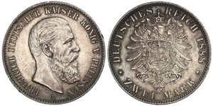 2 Mark Royaume de Prusse (1701-1918) Argent Frédéric III (Empire allemand) (1831-1888)