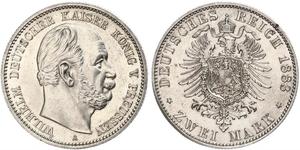 2 Mark Royaume de Prusse (1701-1918) Argent Wilhelm I, German Emperor (1797-1888)