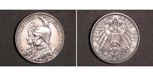 2 Mark Royaume de Prusse (1701-1918) Argent Wilhelm II, German Emperor (1859-1941)