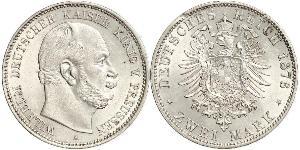 2 Mark Royaume de Prusse (1701-1918) Argent Wilhelm I, German Emperor (1797-1888)