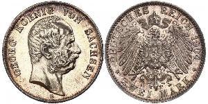 2 Mark Royaume de Saxe (1806 - 1918) Argent Georges Ier de Saxe