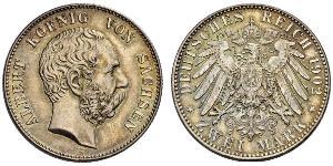 2 Mark Royaume de Saxe (1806 - 1918) Argent Albert de Saxe