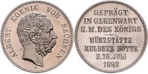 2 Mark Royaume de Saxe (1806 - 1918) Argent Albert de Saxe
