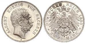 2 Mark Royaume de Saxe (1806 - 1918) Argent Albert de Saxe
