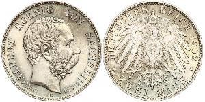 2 Mark Royaume de Saxe (1806 - 1918) Argent Albert de Saxe