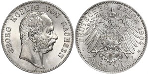 2 Mark Royaume de Saxe (1806 - 1918) Argent Georges Ier de Saxe