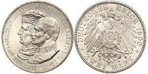2 Mark Royaume de Saxe (1806 - 1918) Argent Frédéric-Auguste III de Saxe (1865-1932)
