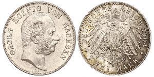2 Mark Royaume de Saxe (1806 - 1918) Argent Georges Ier de Saxe