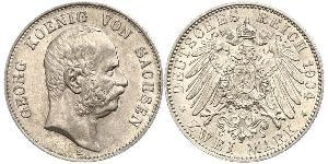 2 Mark Royaume de Saxe (1806 - 1918) Argent Georges Ier de Saxe