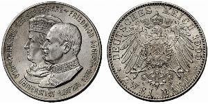 2 Mark Royaume de Saxe (1806 - 1918) Argent Frédéric-Auguste III de Saxe (1865-1932)