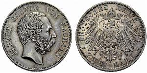 2 Mark Royaume de Saxe (1806 - 1918) Argent Albert de Saxe