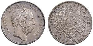 2 Mark Royaume de Saxe (1806 - 1918) Argent Albert de Saxe