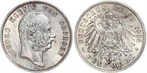 2 Mark Royaume de Saxe (1806 - 1918) Argent Georges Ier de Saxe