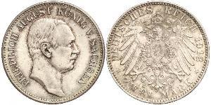 2 Mark Royaume de Saxe (1806 - 1918) Argent Frédéric-Auguste III de Saxe (1865-1932)