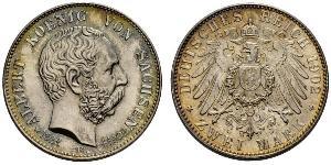 2 Mark Royaume de Saxe (1806 - 1918) Argent Albert de Saxe
