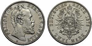 2 Mark Anhalt-Dessau (1603 -1863) / Anhalt (1806 - 1918) Argento Federico I di Anhalt (1831-1904)