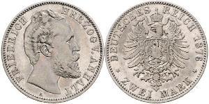 2 Mark Anhalt-Dessau (1603 -1863) / Anhalt (1806 - 1918) Argento Federico I di Anhalt (1831-1904)