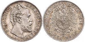 2 Mark Anhalt-Dessau (1603 -1863) / Anhalt (1806 - 1918) Argento Federico I di Anhalt (1831-1904)