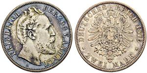 2 Mark Anhalt-Dessau (1603 -1863) / Anhalt (1806 - 1918) Argento Federico I di Anhalt (1831-1904)