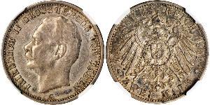 2 Mark Grand Duchy of Baden (1806-1918) Argento Federico II di Baden (1857 - 1928)