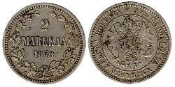 2 Mark Granducato di Finlandia (1809 - 1917) Argento Alessandro III (1845 -1894)