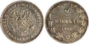 2 Mark Granducato di Finlandia (1809 - 1917) Argento Alessandro III (1845 -1894)