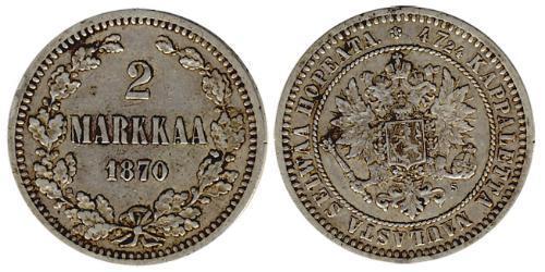 2 Mark Granducato di Finlandia (1809 - 1917) Argento Alessandro III (1845 -1894)