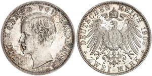 2 Mark Regno di Baviera (1806 - 1918) Argento Ottone di Baviera(1848 – 1916)