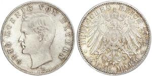 2 Mark Regno di Baviera (1806 - 1918) Argento Ottone di Baviera(1848 – 1916)
