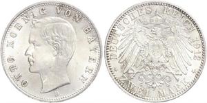 2 Mark Regno di Baviera (1806 - 1918) Argento Ottone di Baviera(1848 – 1916)