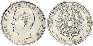 2 Mark Regno di Baviera (1806 - 1918) Argento Ottone di Baviera(1848 – 1916)