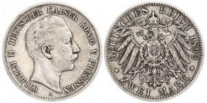 2 Mark Regno di Prussia (1701-1918) Argento Wilhelm II, German Emperor (1859-1941)