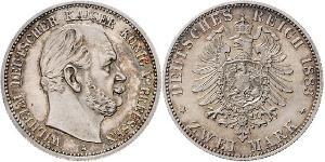2 Mark Regno di Prussia (1701-1918) Argento Wilhelm I, German Emperor (1797-1888)