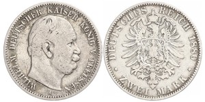 2 Mark Regno di Prussia (1701-1918) Argento Wilhelm I, German Emperor (1797-1888)